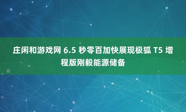 庄闲和游戏网 6.5 秒零百加快展现极狐 T5 增程版刚毅能源储备