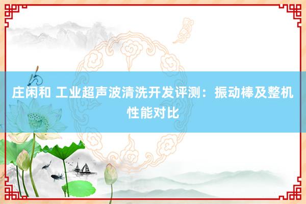 庄闲和 工业超声波清洗开发评测：振动棒及整机性能对比
