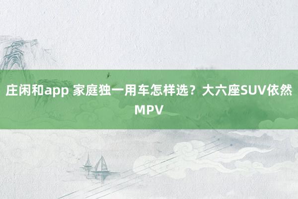庄闲和app 家庭独一用车怎样选？大六座SUV依然MPV