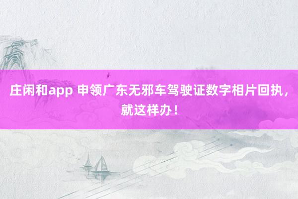 庄闲和app 申领广东无邪车驾驶证数字相片回执，就这样办！