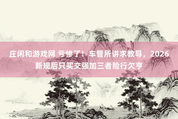庄闲和游戏网 亏惨了！车管所讲求教导，2026新规后只买交强加三者险行欠亨