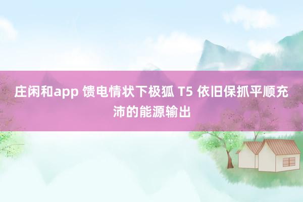 庄闲和app 馈电情状下极狐 T5 依旧保抓平顺充沛的能源输出