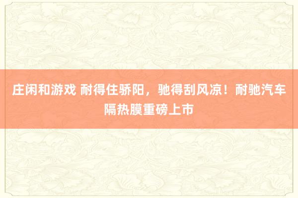 庄闲和游戏 耐得住骄阳，驰得刮风凉！耐驰汽车隔热膜重磅上市