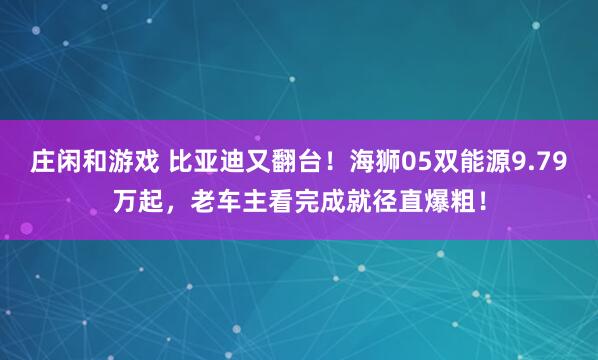 庄闲和游戏 比亚迪又翻台！海狮05双能源9.79万起，老车主看完成就径直爆粗！