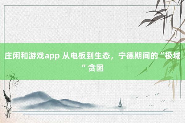 庄闲和游戏app 从电板到生态，宁德期间的“极域”贪图