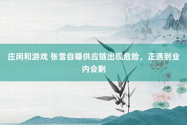 庄闲和游戏 张雪自曝供应链出现危险，正遇到业内会剿