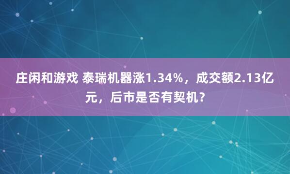 庄闲和游戏 泰瑞机器涨1.34%，成交额2.13亿元，后市是否有契机？