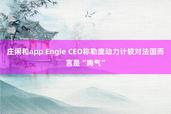 庄闲和app Engie CEO称勒庞动力计较对法国而言是“晦气”