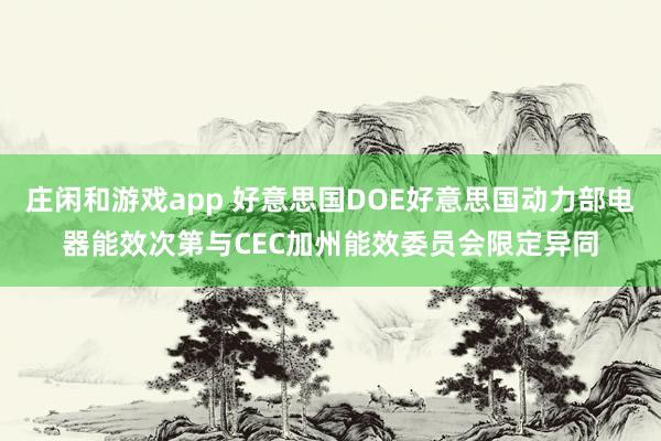 庄闲和游戏app 好意思国DOE好意思国动力部电器能效次第与CEC加州能效委员会限定异同