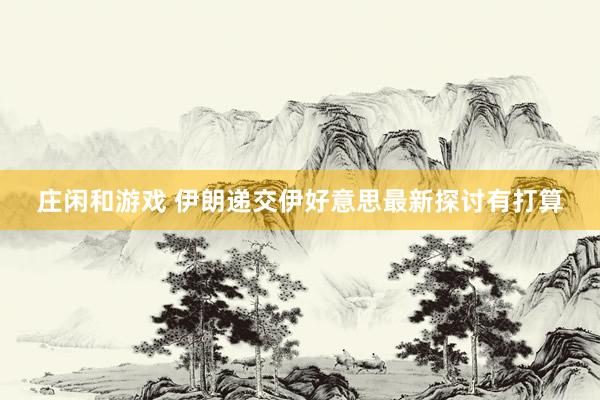 庄闲和游戏 伊朗递交伊好意思最新探讨有打算