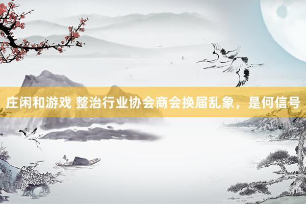 庄闲和游戏 整治行业协会商会换届乱象，是何信号