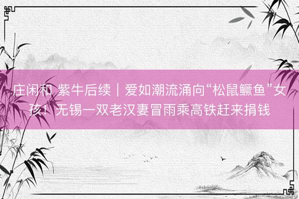 庄闲和 紫牛后续｜爱如潮流涌向“松鼠鳜鱼”女孩！无锡一双老汉妻冒雨乘高铁赶来捐钱